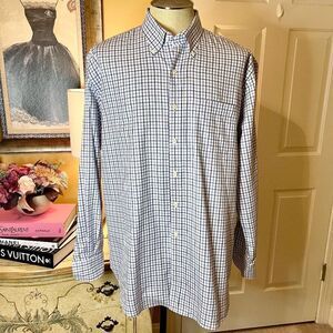 EUC Men's Peter Millar Nanoluxe Easycare Plaid Check Button Down Shirt Size XL